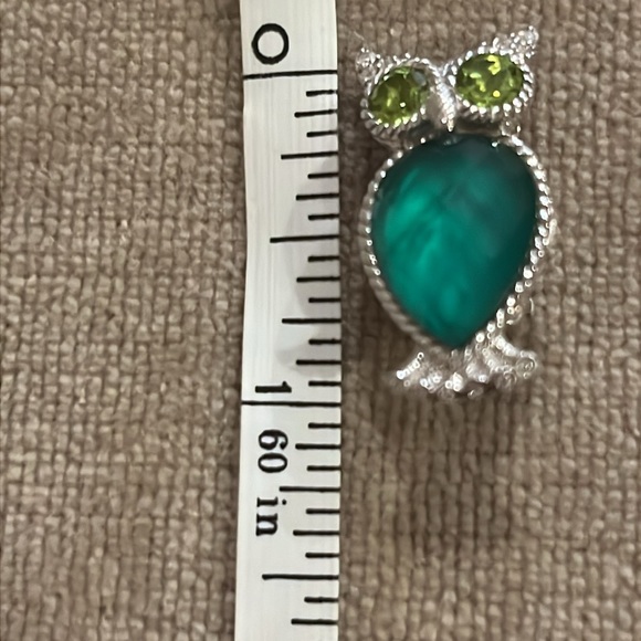Sterling Silver Owl Clip On Earrings 925 Peridot Eyes Chalcedony Doublet Body - Picture 4 of 12